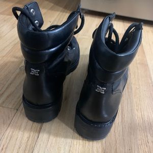 Sam Edelman black ankle leather lace up winter boots